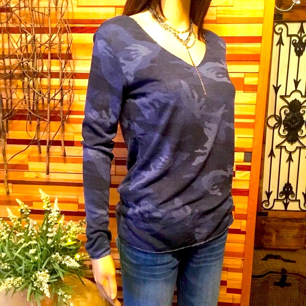 LUREX SHIMMER EDGES & BLUE CAMOUFLAGE TOP - Picture 5 of 8